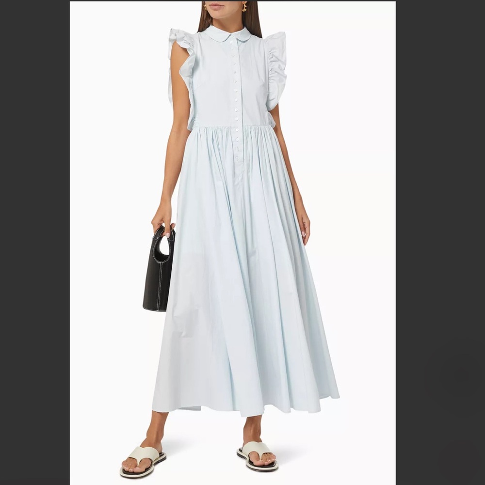 Joslin Willow Organic Cotton Maxi Poplin Anthropology White Midi Dress 8